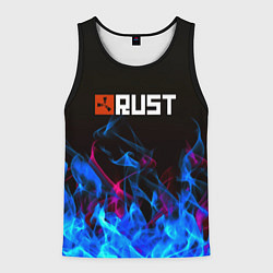 Майка-безрукавка мужская Rust neon flame, цвет: 3D-черный