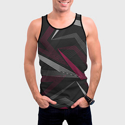 Майка-безрукавка мужская Цветные линии, цвет: 3D-черный — фото 2