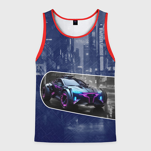 Мужская майка без рукавов Футуристичный автомобиль / 3D-Красный – фото 1