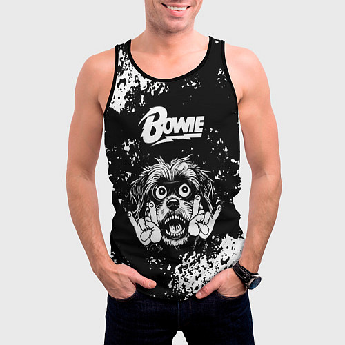 Мужская майка без рукавов David Bowie рок пес / 3D-Черный – фото 3
