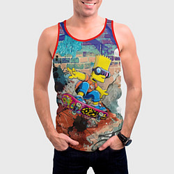 Майка-безрукавка мужская Bart Simpson on a skateboard - graffiti, цвет: 3D-красный — фото 2
