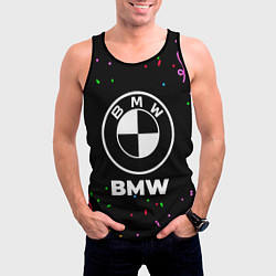 Майка-безрукавка мужская BMW конфети, цвет: 3D-черный — фото 2