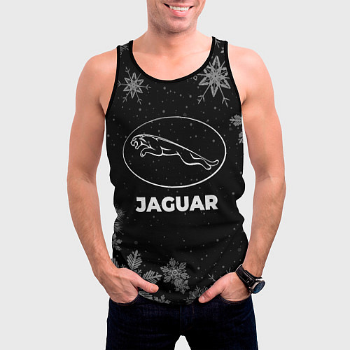 Мужская майка без рукавов Снежный Jaguar / 3D-Черный – фото 3