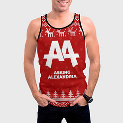 Майка-безрукавка мужская Новогодний Asking Alexandria с оленями, цвет: 3D-черный — фото 2