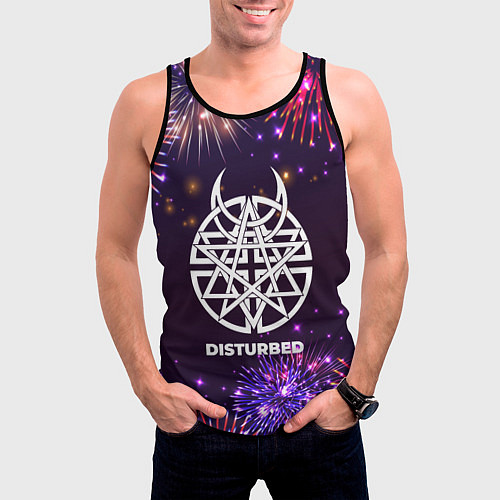Мужская майка без рукавов Праздничный Disturbed / 3D-Черный – фото 3