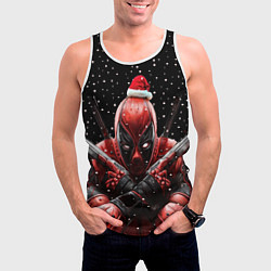 Майка-безрукавка мужская Новогодний Дэдпул, цвет: 3D-белый — фото 2