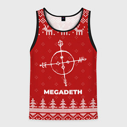 Майка-безрукавка мужская Новогодний Megadeth с оленями, цвет: 3D-черный
