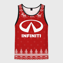 Майка-безрукавка мужская Новогодний Infiniti с оленями, цвет: 3D-черный