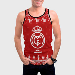 Майка-безрукавка мужская Новогодний Real Madrid с оленями, цвет: 3D-черный — фото 2