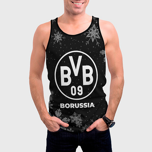 Мужская майка без рукавов Снежный Borussia / 3D-Черный – фото 3