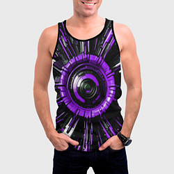 Майка-безрукавка мужская Чёрно-фиолетовая сфера киберпанк, цвет: 3D-черный — фото 2