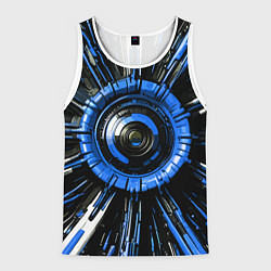 Майка-безрукавка мужская Чёрно-синяя сфера киберпанк, цвет: 3D-белый