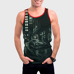 Майка-безрукавка мужская Спорткар на тёмной улице, цвет: 3D-красный — фото 2