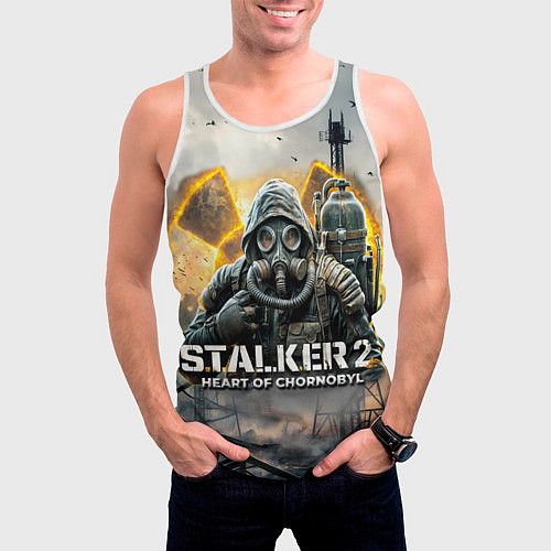 Мужская майка без рукавов S t a l k e r Heart of Chornobyl / 3D-Белый – фото 3