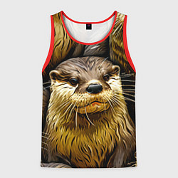 Майка-безрукавка мужская Выдры, цвет: 3D-красный