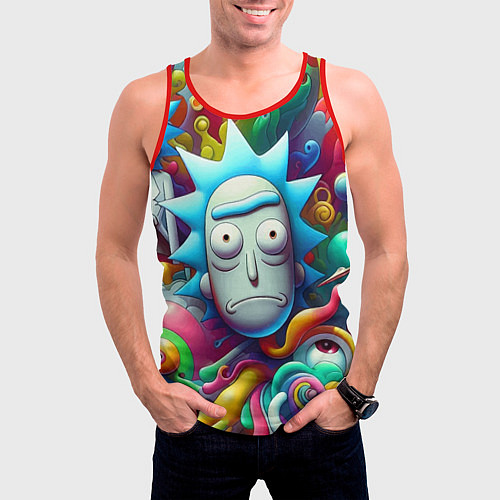 Мужская майка без рукавов Рик Санчес - граффити / 3D-Красный – фото 3