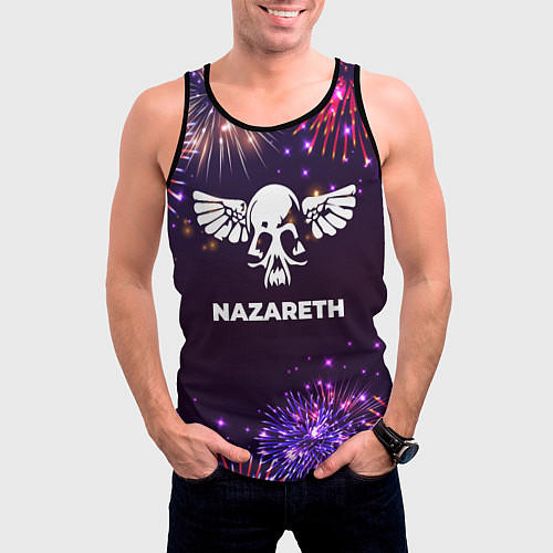Мужская майка без рукавов Праздничный Nazareth / 3D-Черный – фото 3