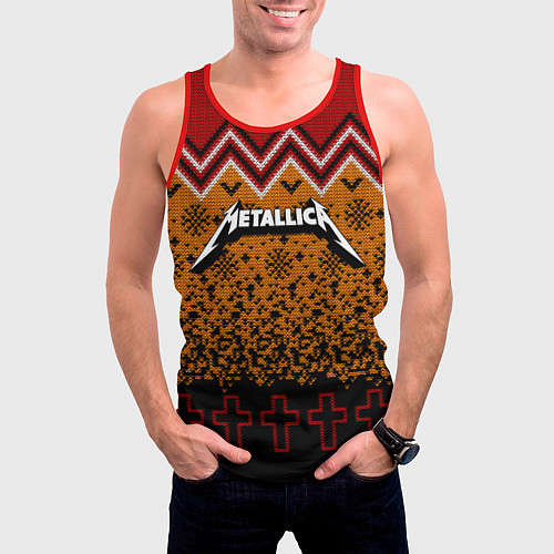 Мужская майка без рукавов Metallica christmas ugly sweater / 3D-Красный – фото 3