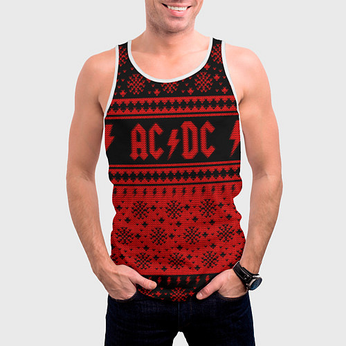 Мужская майка без рукавов ACDC christmas sweater / 3D-Белый – фото 3