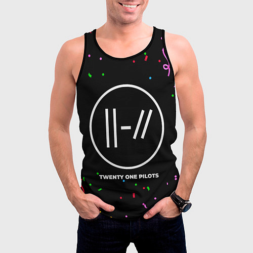 Мужская майка без рукавов Twenty One Pilots конфети / 3D-Черный – фото 3