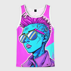 Майка-безрукавка мужская Яркий панк, цвет: 3D-белый
