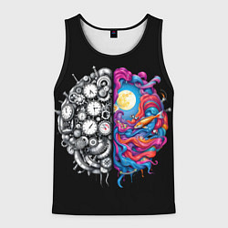 Майка-безрукавка мужская Правое и левое полушарие, цвет: 3D-черный