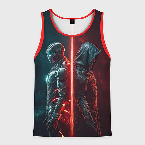 Мужская майка без рукавов Доктор Дум - Железный Человек / 3D-Красный – фото 1