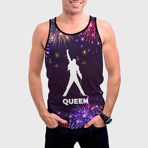 Мужская майка без рукавов Праздничный Queen / 3D-Черный – фото 3