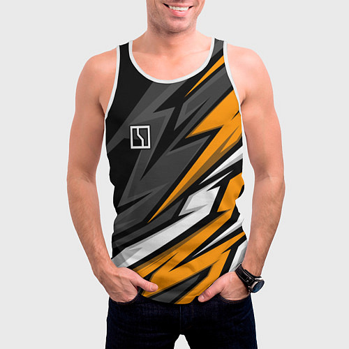 Мужская майка без рукавов Zeekr - orange colors / 3D-Белый – фото 3