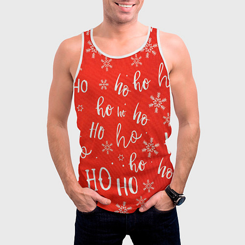 Мужская майка без рукавов Новый год ho ho ho / 3D-Белый – фото 3