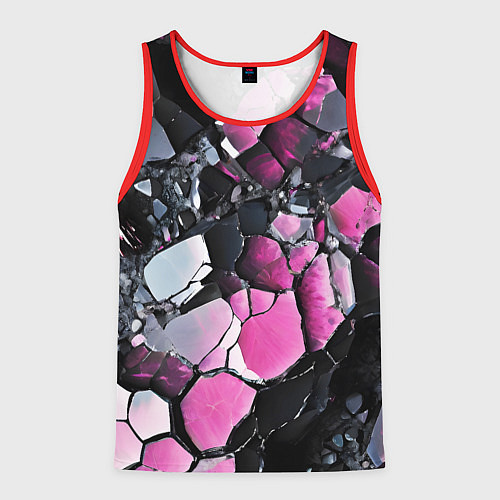 Мужская майка без рукавов Чёрно-розовый камень / 3D-Красный – фото 1