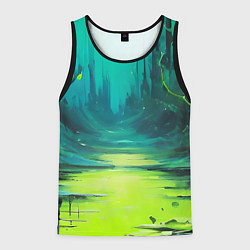 Майка-безрукавка мужская Зелёная кислотная абстракция, цвет: 3D-черный