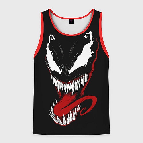 Мужская майка без рукавов Морда Венома с языком / 3D-Красный – фото 1