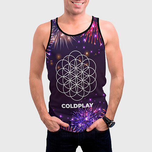 Мужская майка без рукавов Праздничный Coldplay / 3D-Черный – фото 3