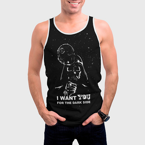 Мужская майка без рукавов Переходи на темную сторону / 3D-Белый – фото 3