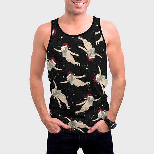 Мужская майка без рукавов Рик и Морти новогодний паттерн / 3D-Черный – фото 3