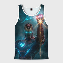 Майка-безрукавка мужская Железный человек с перчаткой бесконечности, цвет: 3D-белый