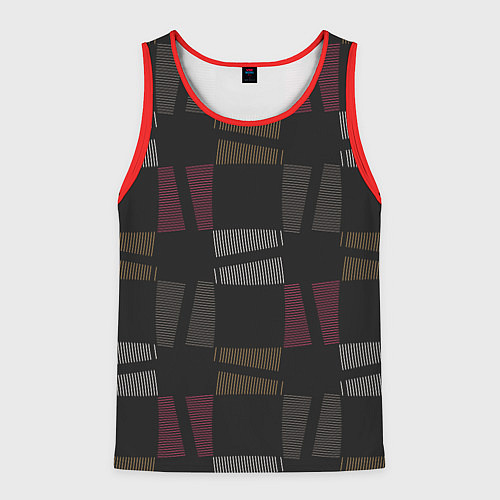 Мужская майка без рукавов Геометрические фигуры из полос / 3D-Красный – фото 1