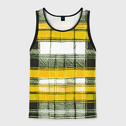 Майка-безрукавка мужская Чёрные полосы на жёлто-белом фоне, цвет: 3D-черный