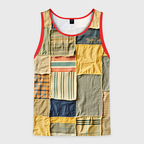 Мужская майка без рукавов Пэчворк в желтых оттенках / 3D-Красный – фото 1