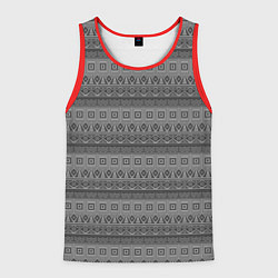 Майка-безрукавка мужская Светлый серый геометрический орнамент, цвет: 3D-красный