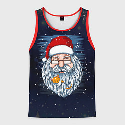 Майка-безрукавка мужская Санта с котиком, цвет: 3D-красный
