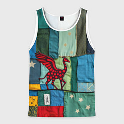 Майка-безрукавка мужская Пэчворк с драконом, цвет: 3D-белый