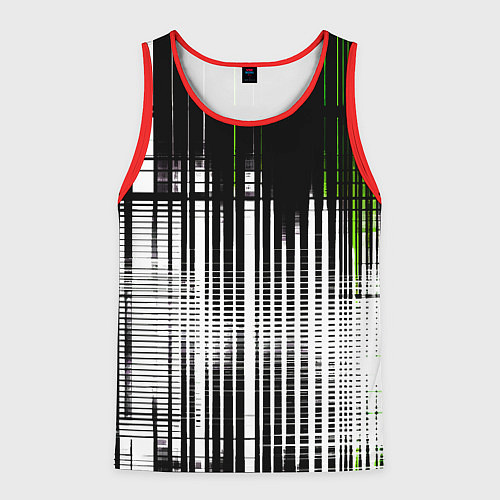 Мужская майка без рукавов Зелёно-чёрный гранж на белом фоне / 3D-Красный – фото 1