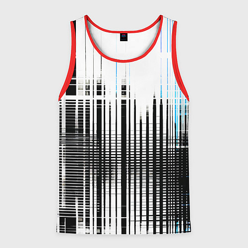 Мужская майка без рукавов Сине-чёрный гранж на белом фоне / 3D-Красный – фото 1