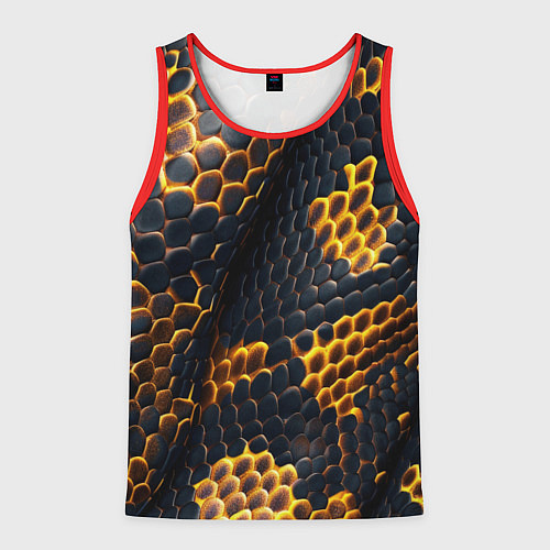 Мужская майка без рукавов Текстура змеи / 3D-Красный – фото 1