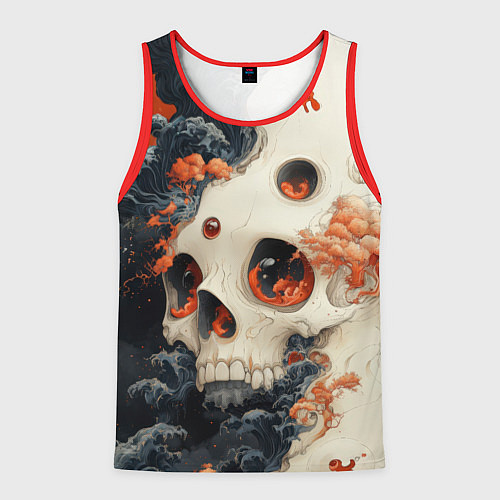 Мужская майка без рукавов Череп с жемчужиной во лбу / 3D-Красный – фото 1