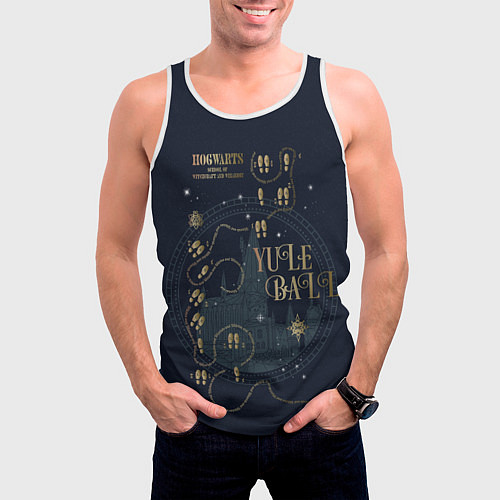 Мужская майка без рукавов Святочный Бал - Гарри Поттер / 3D-Белый – фото 3