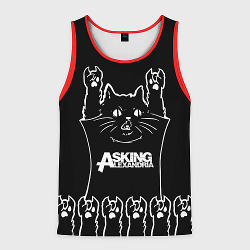 Мужская майка без рукавов Asking Alexandria - кот рок / 3D-Красный – фото 1