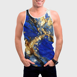 Майка-безрукавка мужская Золотой минерал в синем камне, цвет: 3D-белый — фото 2